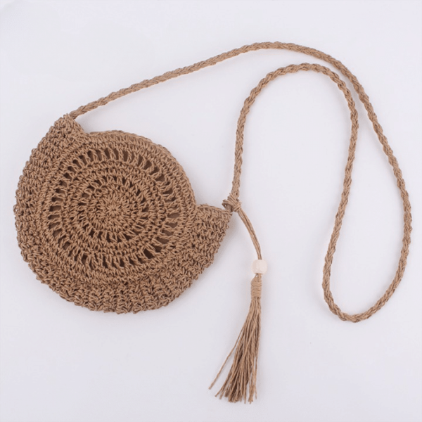 Sac rond souple en paille pour femme – Image 5