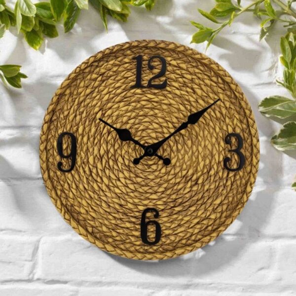 Horloge murale extérieure imitation rotin – Image 4