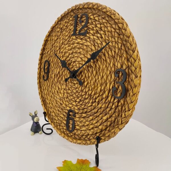 Horloge murale extérieure imitation rotin – Image 2