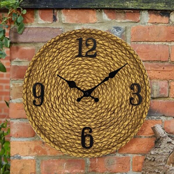 Horloge murale extérieure imitation rotin – Image 5