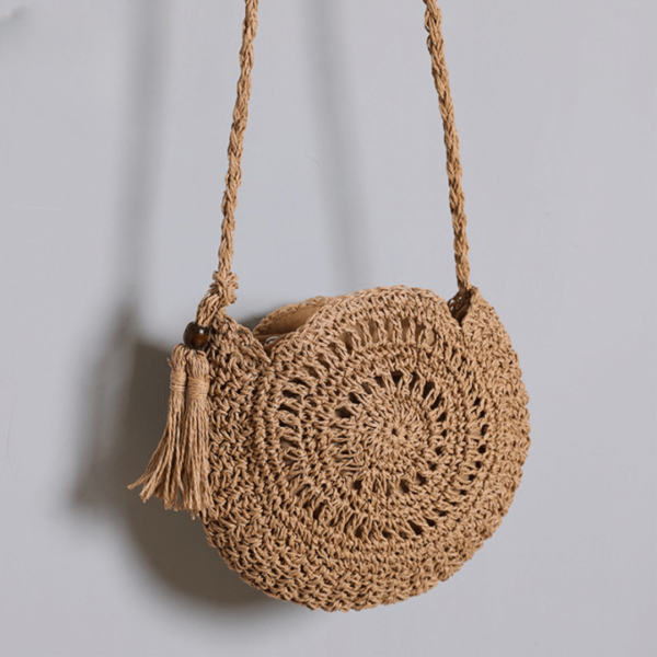 Sac rond souple en paille pour femme – Image 2