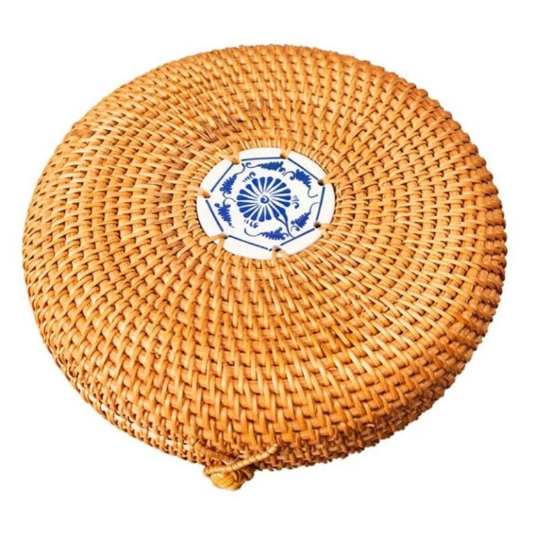 Boîte à Mouchoirs en Rotin Tissé à la Main / Porte-Serviettes en Papier en Paille Naturelle / Rangement Décoratif Kaki Ou Brun pour Salon Chambre Salle de Bain / 7.48x5.12x3.94 Pouces