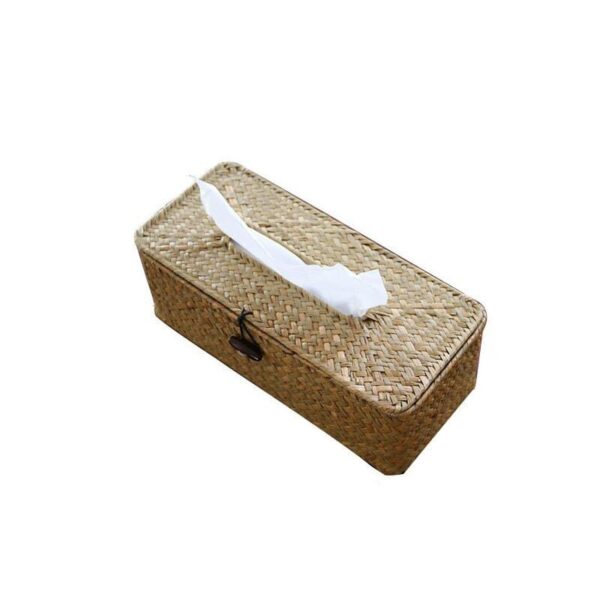 Boîte à mouchoirs en rotin naturel tissé – Image 2