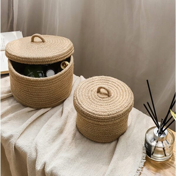 Boîte de rangement en rotin tissé de couleur naturelle – Image 2