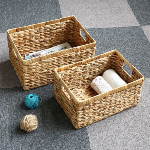 Boîte de rangement en rotin  tissée avec  poignées – Image 4