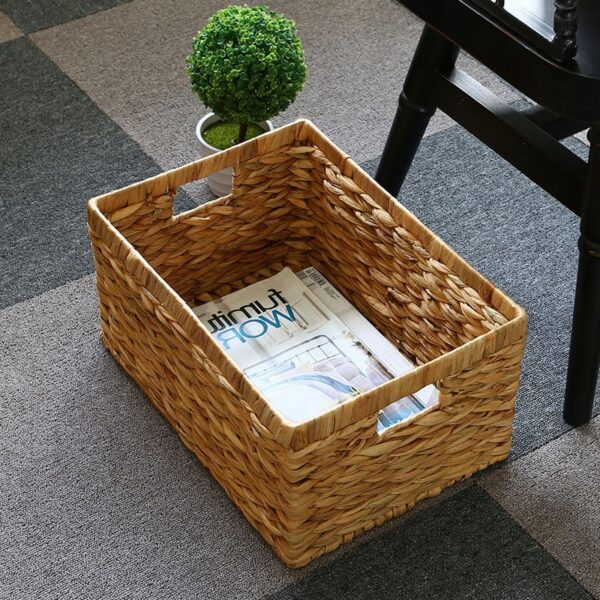 Boîte de rangement en rotin  tissée avec  poignées – Image 5