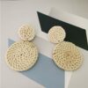 Boucles d’Oreilles Rondes en Rotin pour Femme