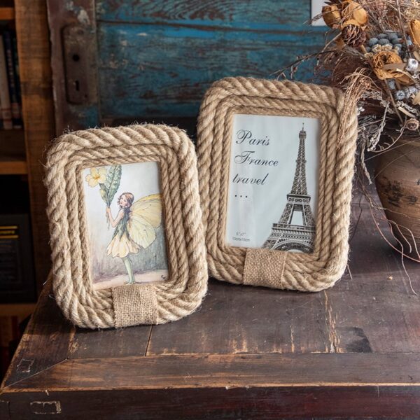 Cadre photo rectangulaire en chanvre et rotin – Image 4