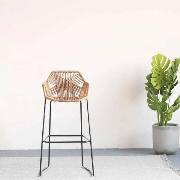 Chaise de Bar Rotin Style Nordique et Design – Image 2