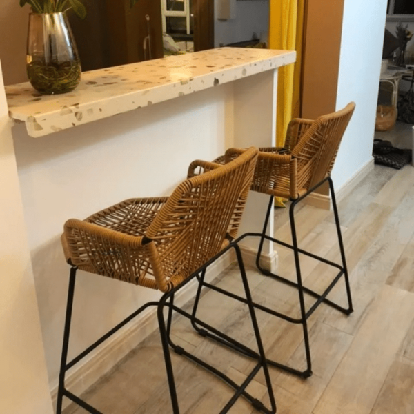 Chaise de Bar Rotin Style Nordique et Design – Image 3