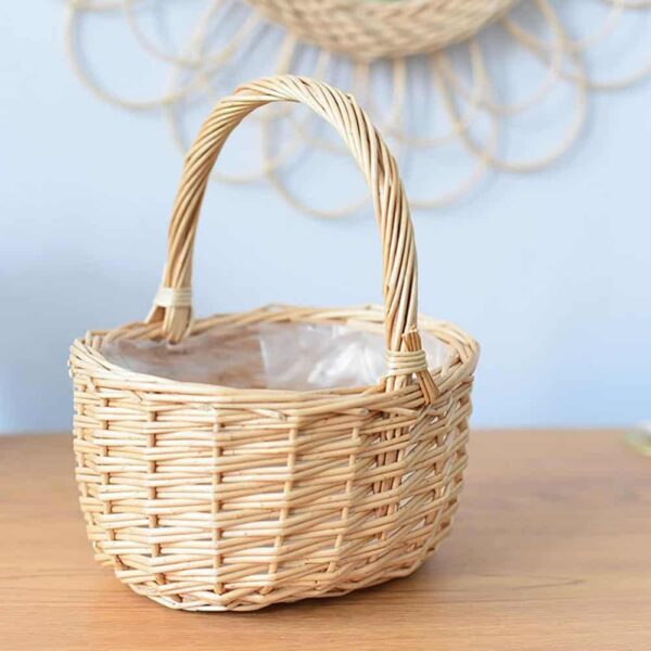 Corbeille en rotin beige avec anse – Image 5