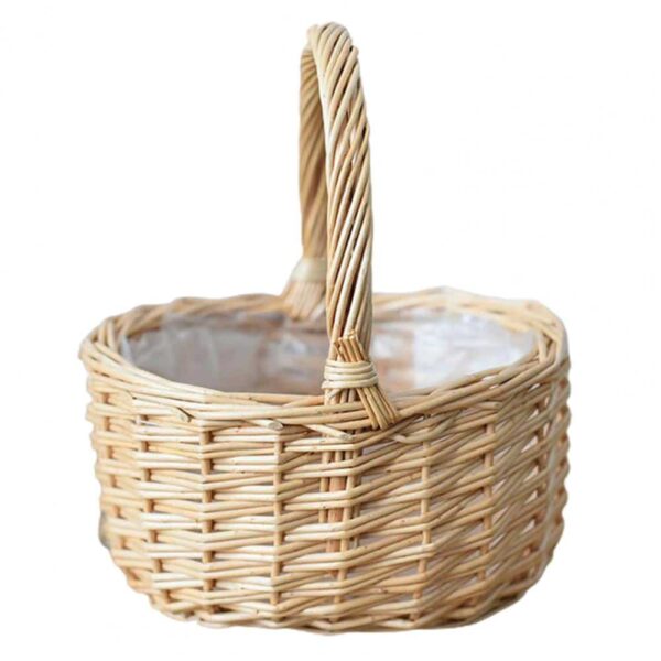 Corbeille en rotin beige avec anse – Image 6