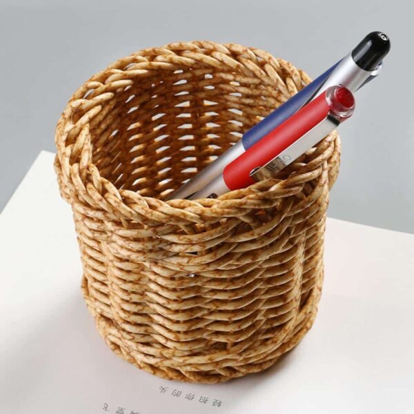 Corbeille en rotin ronde porte-crayons – Image 2