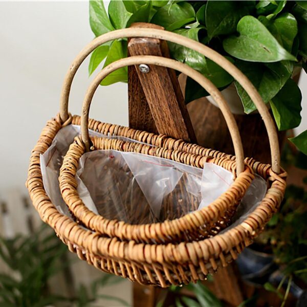 Corbeille pour plantes suspendues en rotin – Image 3