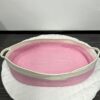 Couffin en rotin synthétique rose et blanc – Image 3