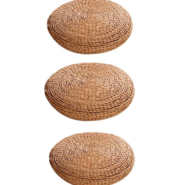 Coussin circulaire en rotin foncé