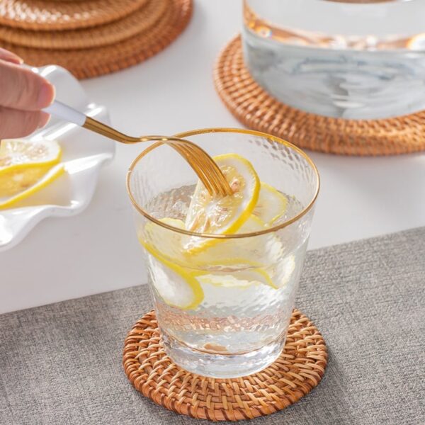 Dessous de verre rond en rotin naturel, 4 pièces – Image 5