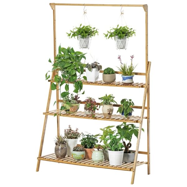 Étagère Bambou Pliante pour Pots de Fleurs – Image 2
