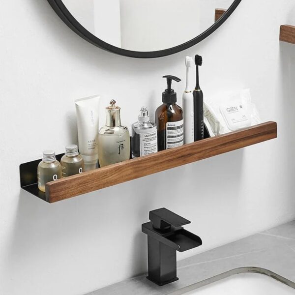Étagère Bois Murale Flottante avec Aluminium – Image 2
