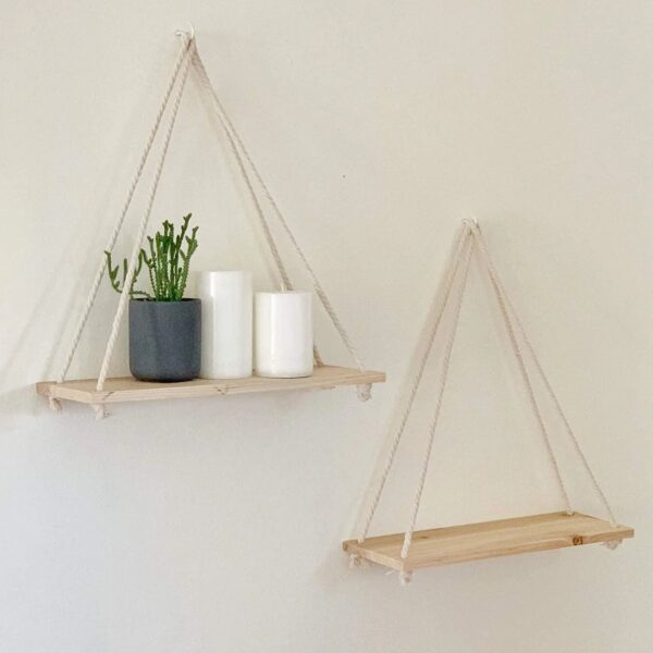 Étagère Bois Simple et Flottante avec Corde – Image 3