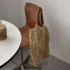 Grand sac fourre-tout d'été en paille pour femmes – Image 4