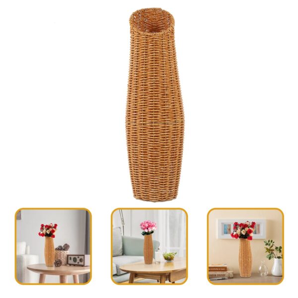 Grand Vase en Osier de Forme Cylindrique – Image 3