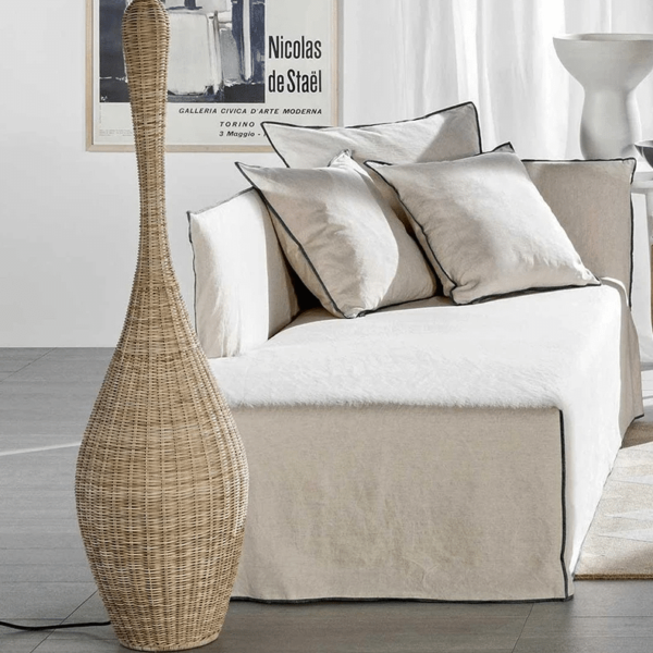 Lampadaire Osier Autoportant à LED Style Japonais – Image 3