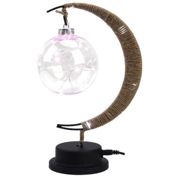 Lampe en rotin en forme de lune rose – Image 2