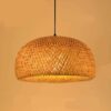 Lampe suspendue rustique en rotin forme ronde