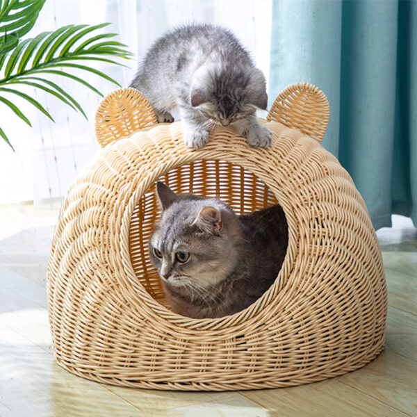Lit pour chat imitation rotin
