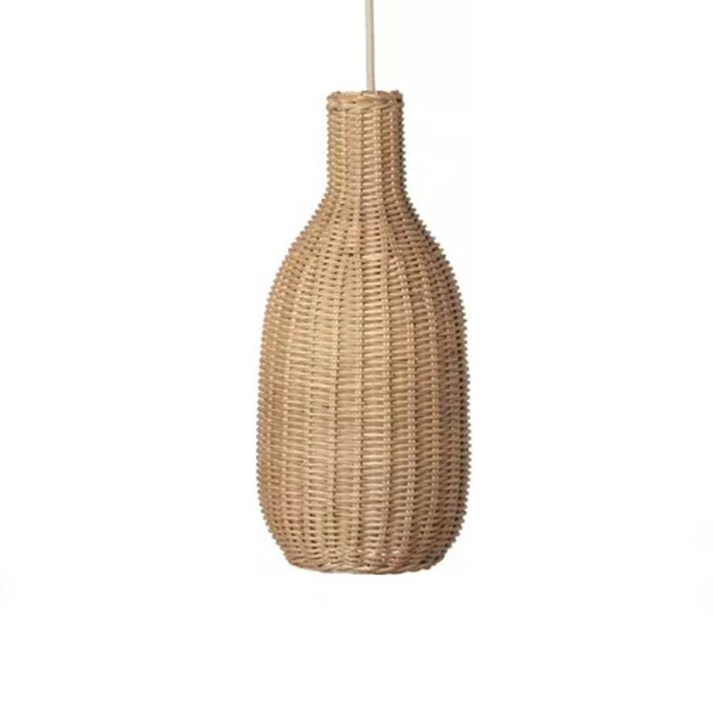 Luminaire pendant style village chinois, en rotin et osier naturel, ovale, fait à la main – Image 5