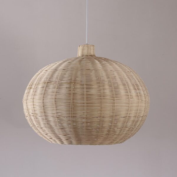 Luminaire pendant style village chinois, en rotin et osier naturel, boule, fait à la main