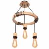 Lustre en Bois LED de Style Industriel à Trois Têtes