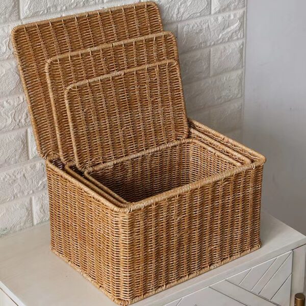 Malle en rotin naturel tissé – Image 4