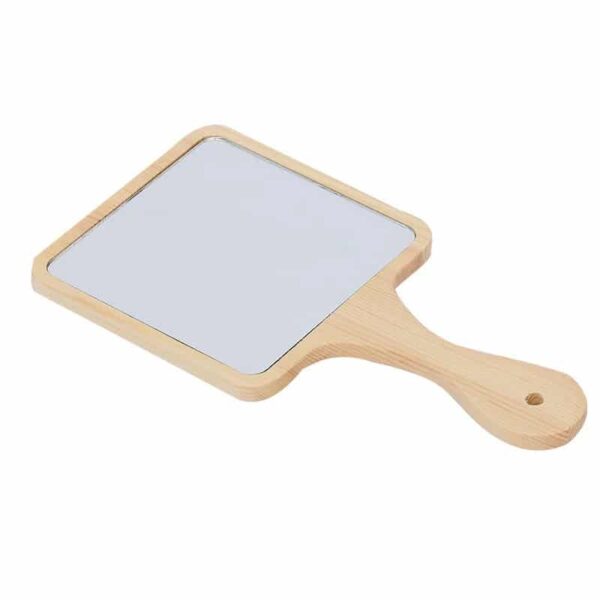 Miroir Bois à Main Carré et Portable