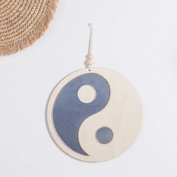 Miroir Bois à Suspendre en Forme de Yin et Yang – Image 2