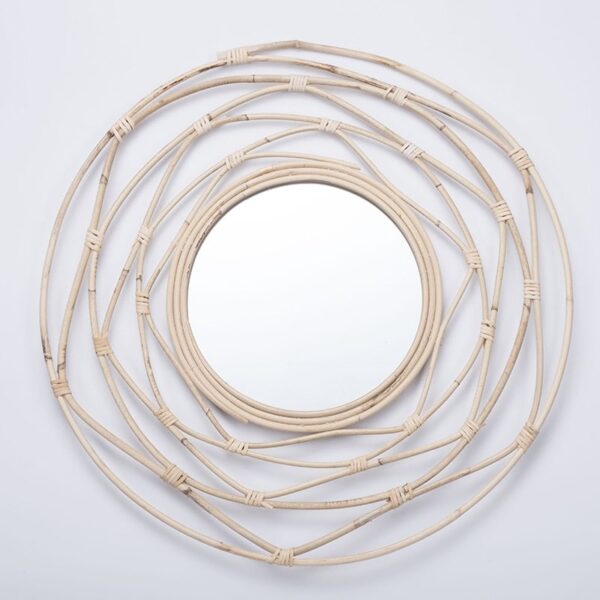 Miroir décoratif en rotin blanc – Image 4