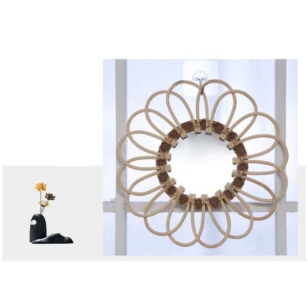 Miroir fleur ronde en rotin – Image 2