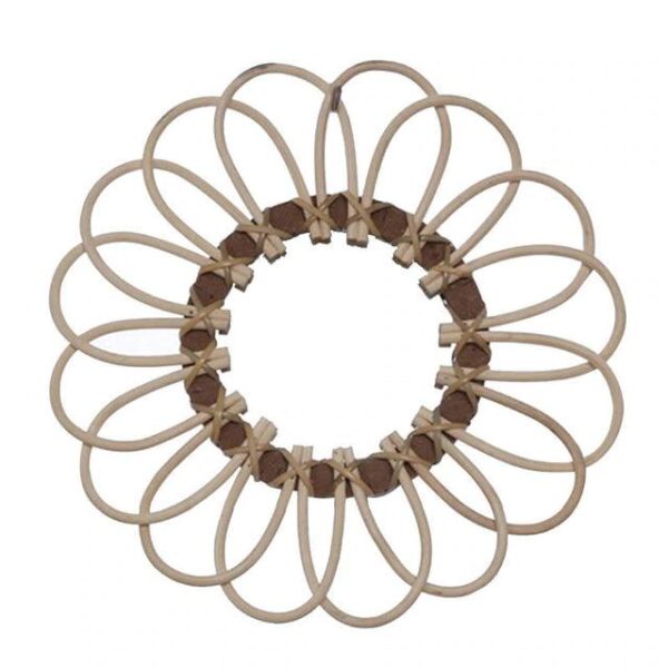 Miroir fleur ronde en rotin