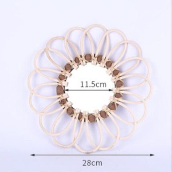 Miroir fleur ronde en rotin – Image 3