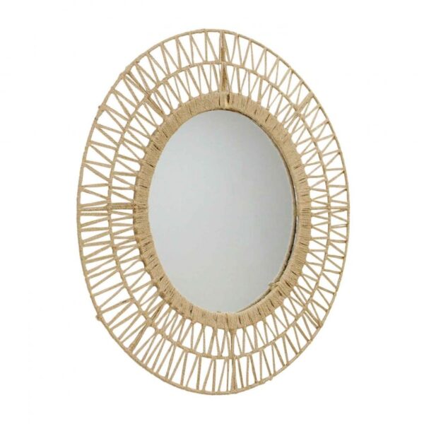 Miroir mural décoratif en rotin couleur naturelle – Image 2