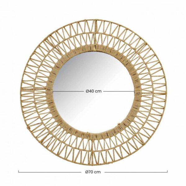 Miroir mural décoratif en rotin couleur naturelle – Image 5