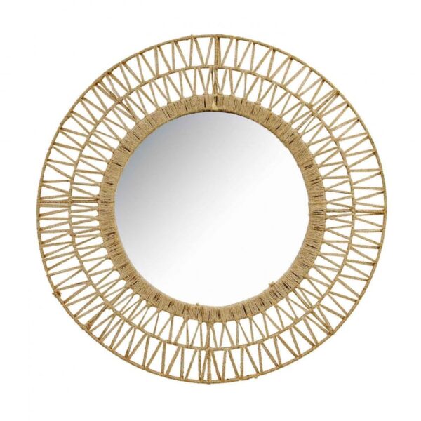Miroir mural décoratif en rotin couleur naturelle