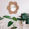 Miroir Rotin Mural en Forme de Fleur