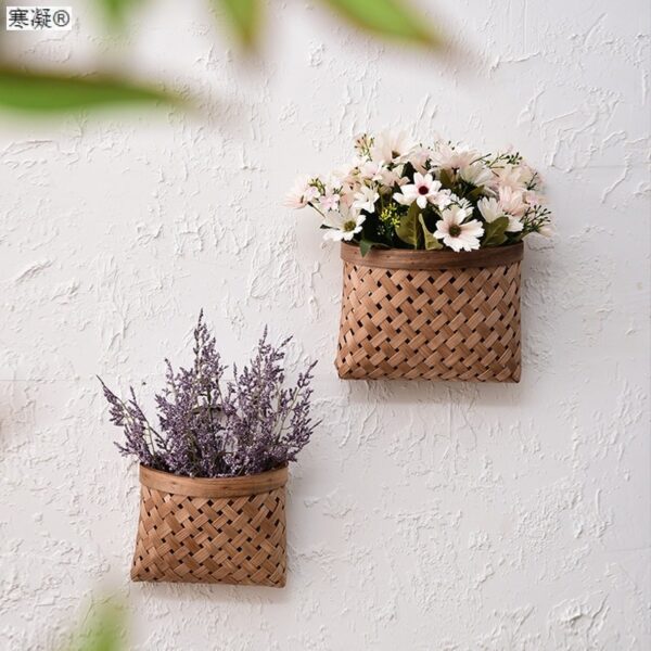 Panier de fleurs rectangulaire en bambou de style pastoral – Image 3