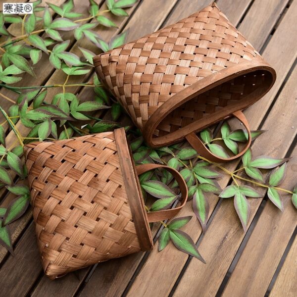 Panier de fleurs rectangulaire en bambou de style pastoral – Image 2