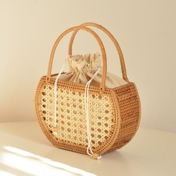 Panier de pique-nique en rotin pur du Vietnam fait à la main avec doublure blanche
