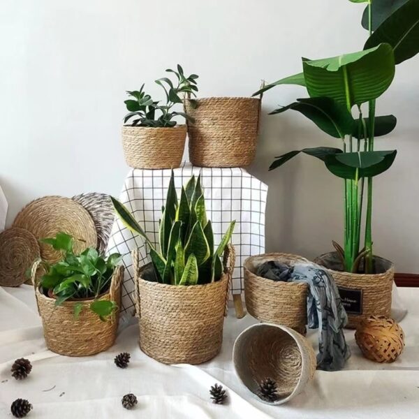Panier de rangement en osier naturel pour jardin fleurs ou linge – Image 2