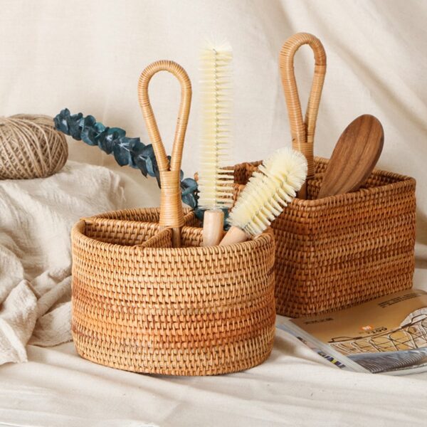 Panier de rangement en rotin à grille domestique