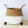 Panier de rangement blanc en rotin fait à la main